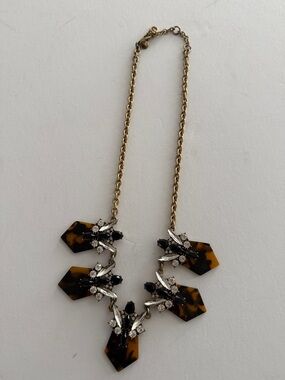 J. Crew Factory Gold-Tone Necklace with Tortoiseshell and Black Accents